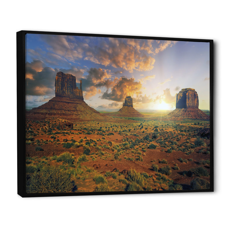 " Sunrise On Monument Valley ", Black Floater Framed, 12" H x 20" W x 1" D