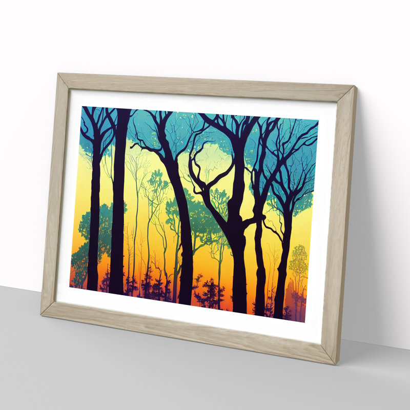 Serene Summer Forest - Framed Print, 34cm H x 46cm W x 2cm D, Oak