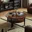 Ensemble de tables basses rondes en bois massif brun-129186141