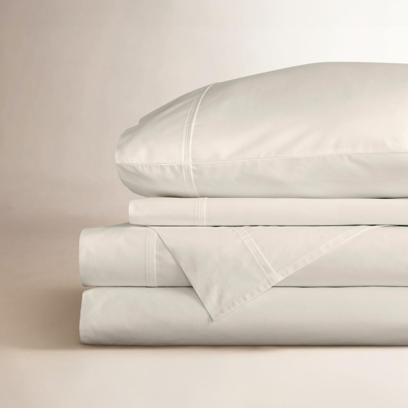 Emrik Brushed Organic Cotton Percale Sheet Set, Sand, Full