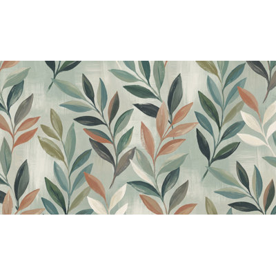 Papier peint nuances vertes feuille tropicale