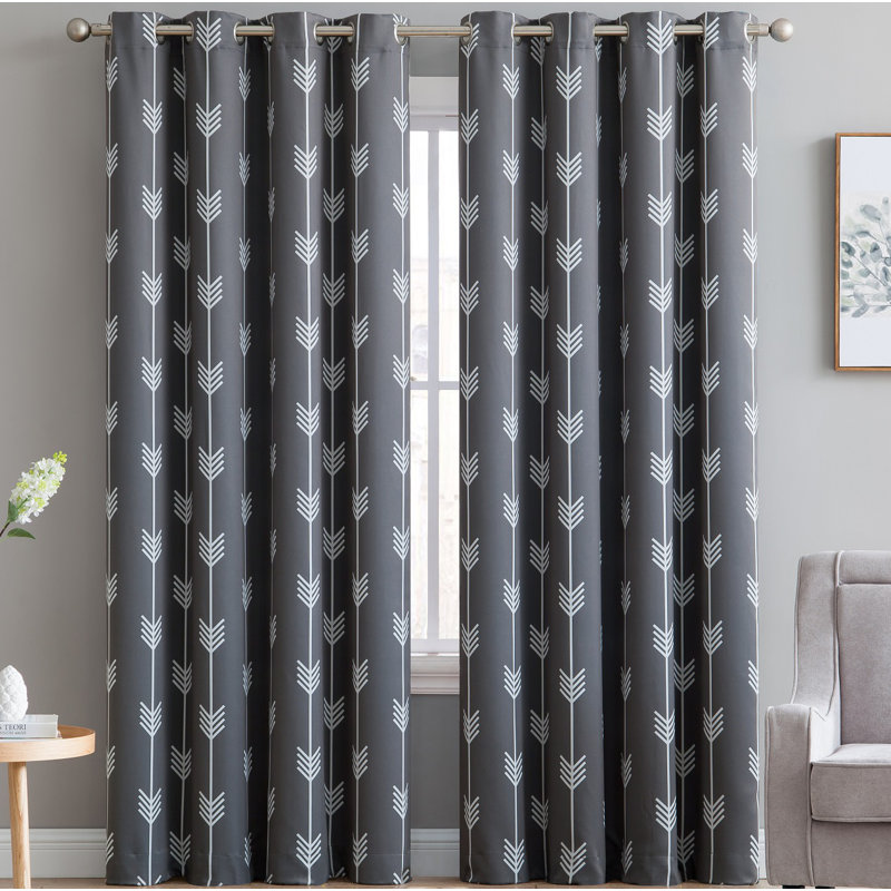 Clontarf Room Darkening Curtain Pair, Gray, 52" W x 72" L