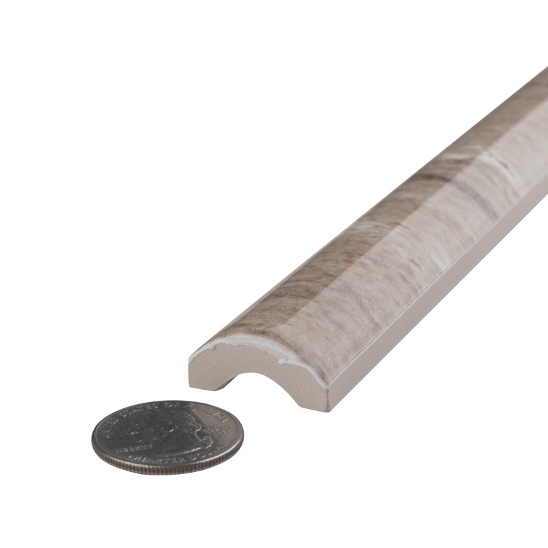 Cigarro 7.88" L x 1" W Ceramic Round Tile Trim, Beige
