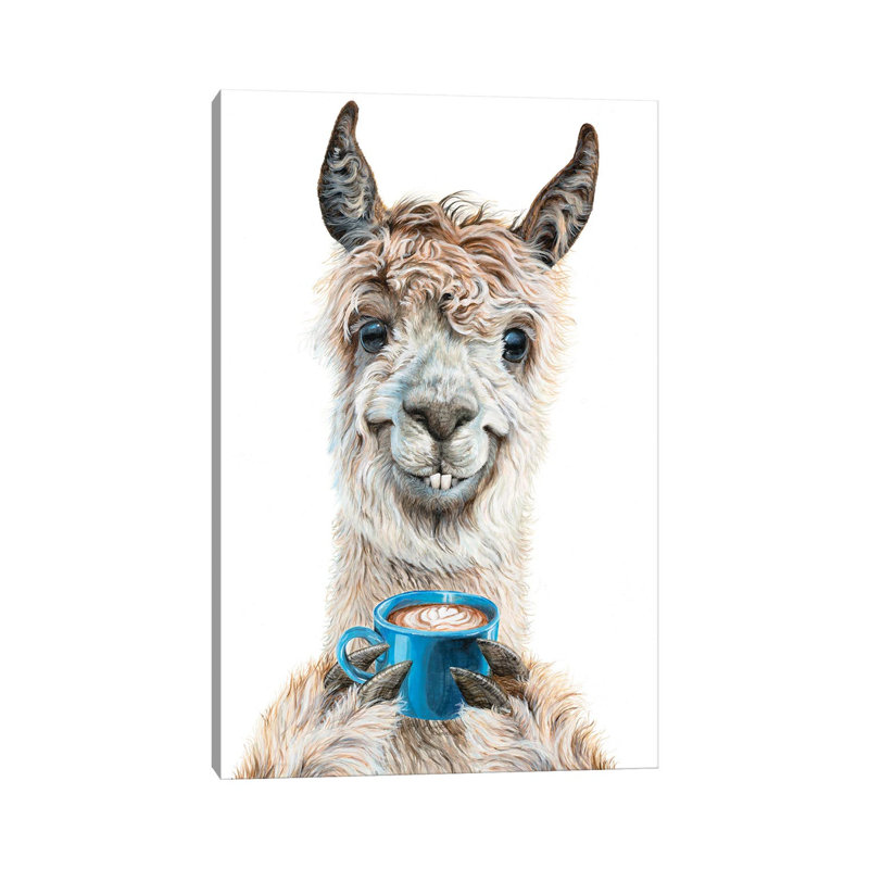 Llama Latte by Holly Simental - Print on Canvas, 66.04 cm H x 45.72 cm W x 3.175 cm D, Wrapped Canvas