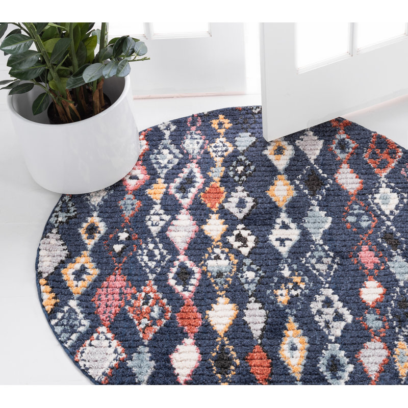 Geometric Indoor Rug, Round 7'