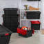 Sterilite 12 Gallon/45 Litre Hinged Lid Industrial Tote, Red Lid