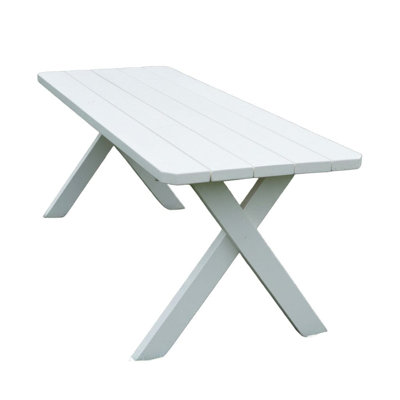  Spruce Crossleg Outdoor Dining Table, 8-Foot, White Stain