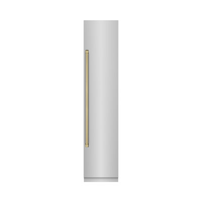 ZLINE Autograph Edition 18 po. 8,6 pi³ Congélateur colonne à charnière droite avec intérieur gris graphite et détails bronze champagne