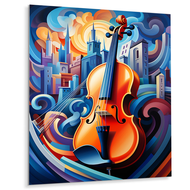 Elegant Violon Music Harmony II - musique, art mural en métal, H 32 po x l 16 po x P 1 po