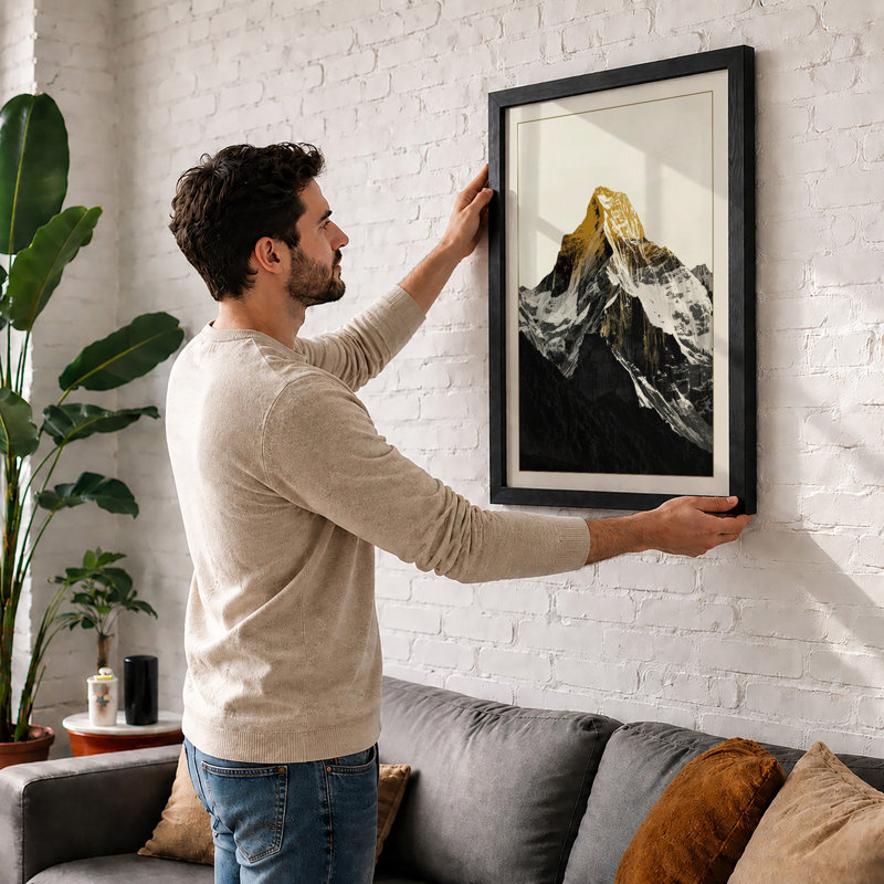 Peak In Golden Light Vintage - Print, A2 - 59.4 x 42.0 cm, White