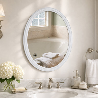 Framed Oval Wall-Mounted Vanity Mirror, Vertical or Horizontal Hang, Lightweight Decorative Design