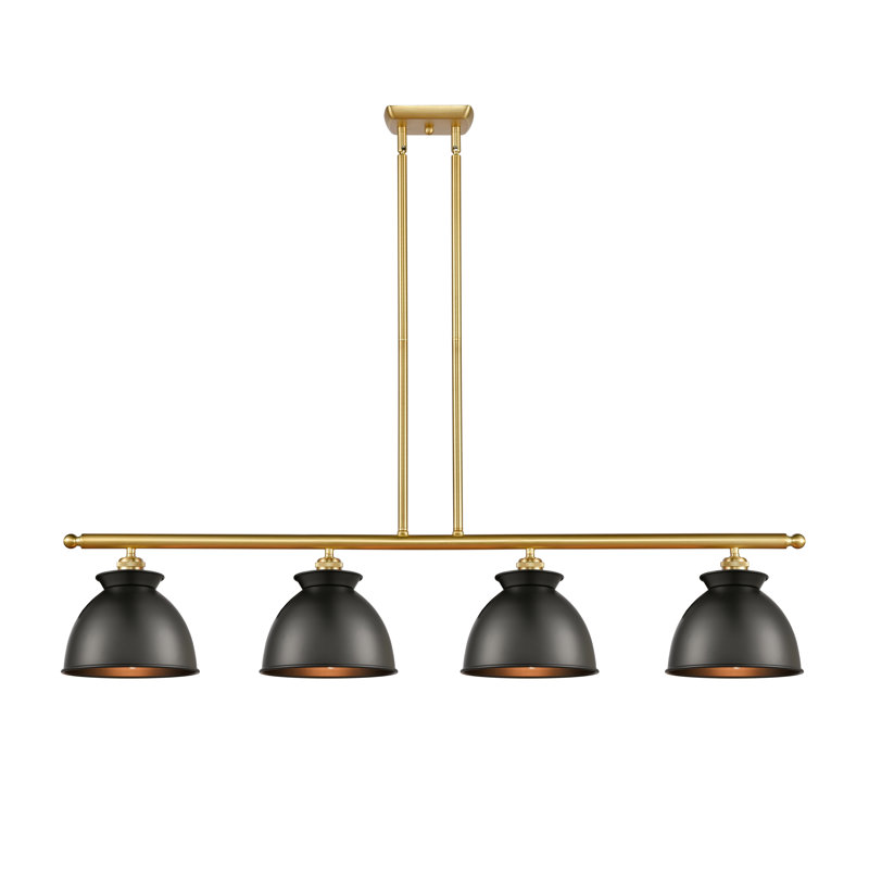 Luminaire suspendu en forme de dôme pour îlot de cuisine 4 lumières Arev, Noir mat, Oui, Or satiné