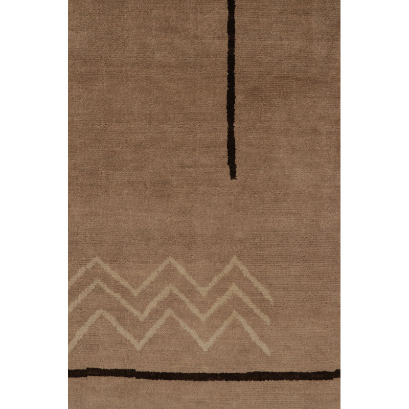 Art Deco Hand Knotted Area Rug in Beige/Brown, Red, Black, Cream/White