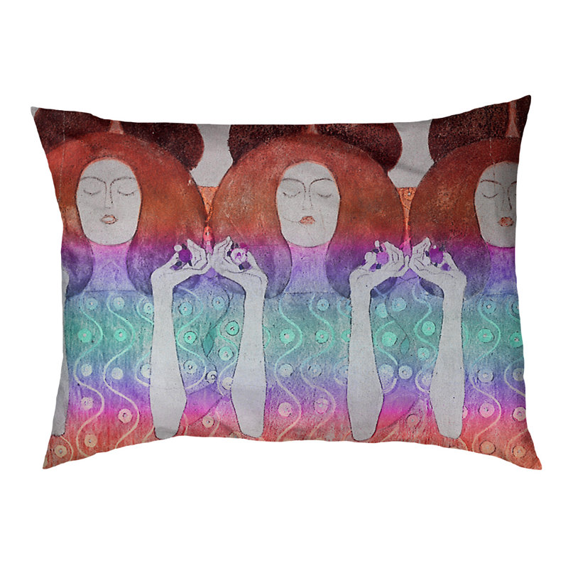 Coussin de créateur de angel mariées Carlile, Petit (L 29,5 po x l 19,5 po), Rouge / Bleu