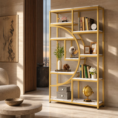 69" Modern Luxury Half-Moon Bookshelf