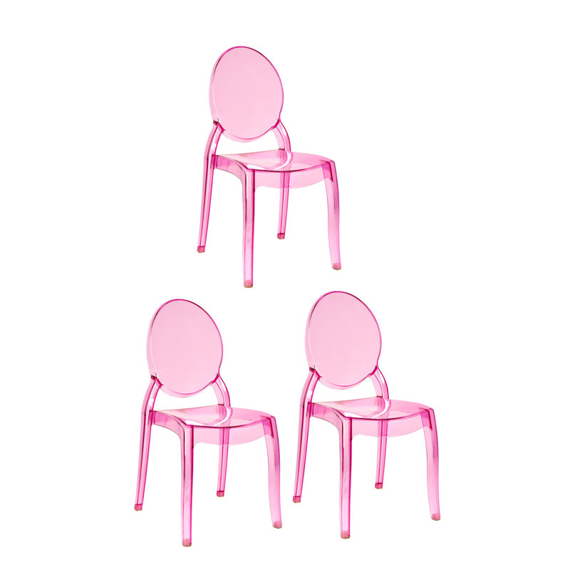 Ensemble de 3 chaises sans accoudoirs en résine Sophia Chivari, Fuchsia