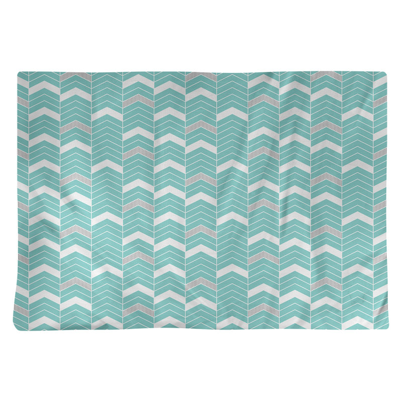 Récapitulatif à chevrons 18" lineed Stephenie, Bleu sarcelle/Gris, Coton