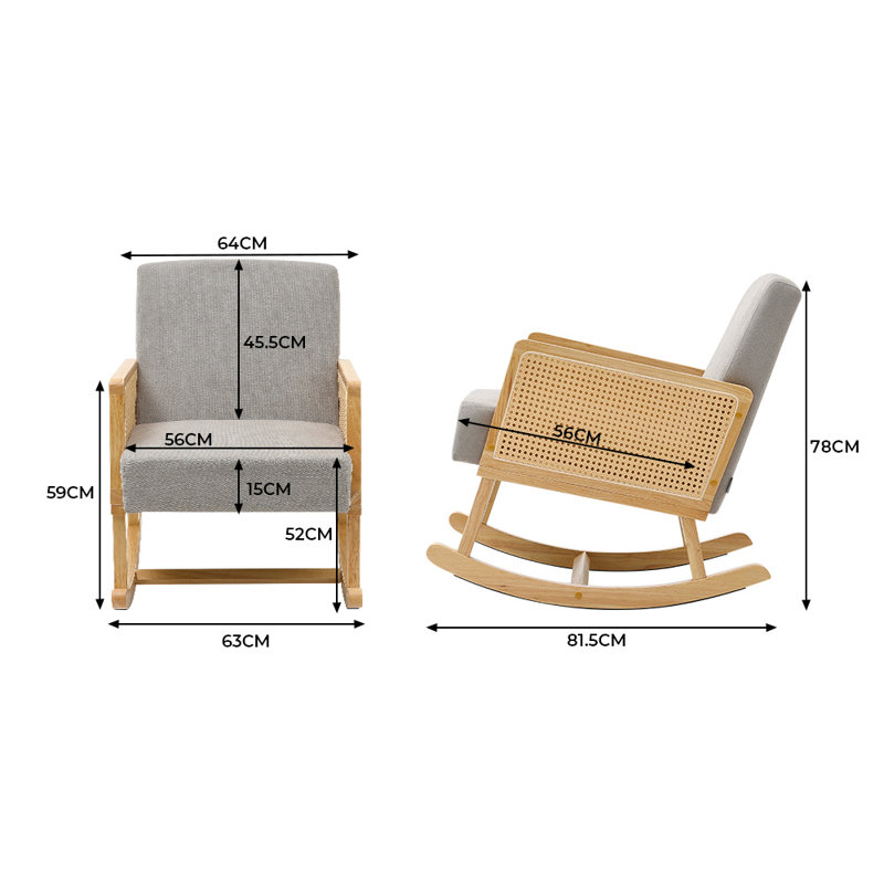 Alicio 78 cm H Wood Rocking Chair