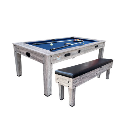 Rack Luxor 7.5-foot 4-in-1 Multi-game Swivel Billiard/pool Table With Multiple Table Options (blue Felt With 1 Bench)