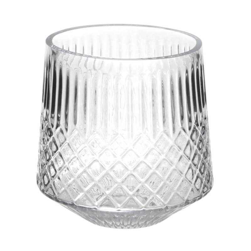 Clear Diamond And Ribbed Pattern Vase, 5.10" H x 2.60" W x 4.30" D