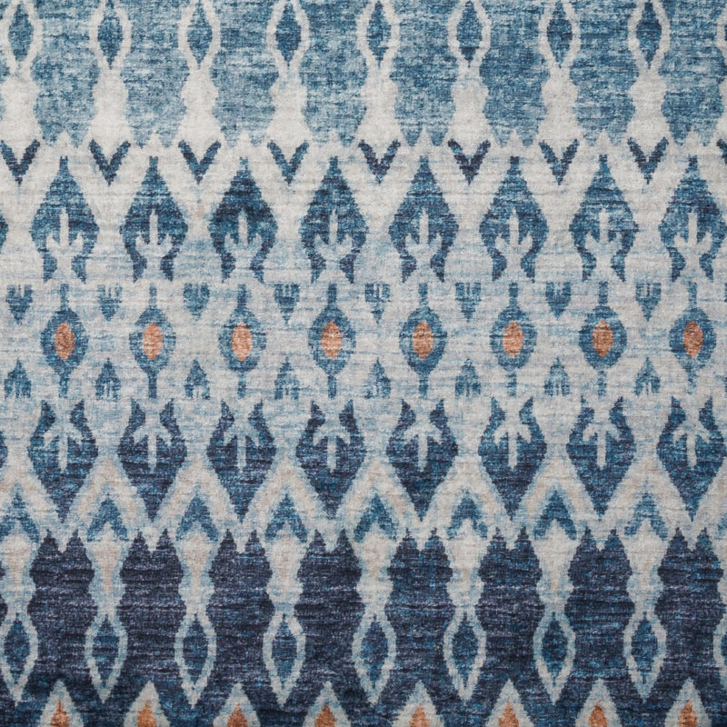 Tapis moderne tissé à la machine Ikat, Rectangle 3 pi x 5 pi