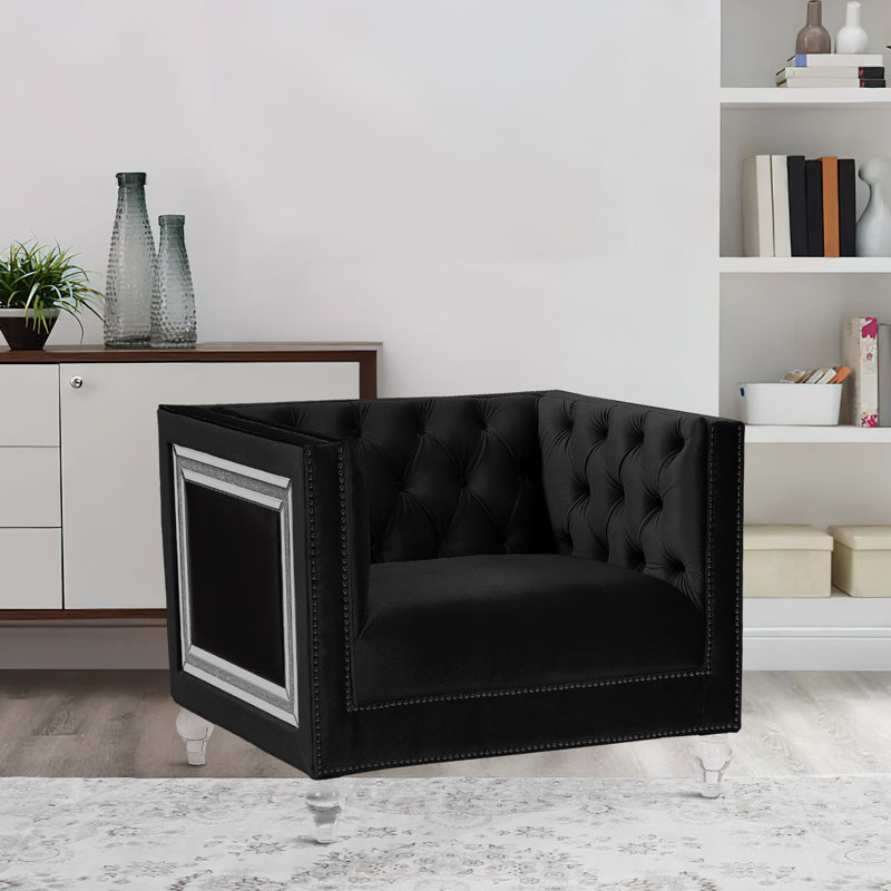 Alexondra Velvet Barrel Chair, Black Velvet
