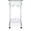 Chariot 2 barres blanc avec tablette en verre, porte-verres à pied et trois porte-bouteilles de vin, décor fonctionnel de salle à manger, tablette en métal de 34,55 pouces de hauteur, blanc, pour installation nécessaire, finition, profondeur 15,45