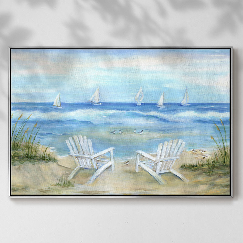 «Seaside Escape», toile tendue avec châssis encadré, H 27 po x l 41 po x P 2 po, Argent