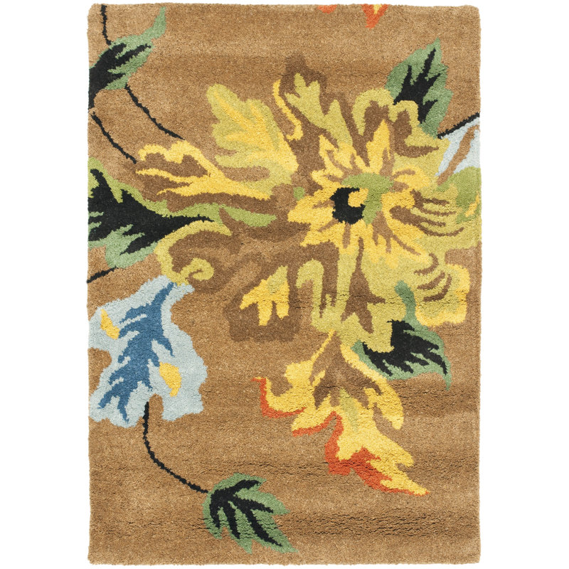 Tapis floral en laine et viscose touffeté à la main Soho, Rectangle 2 pi x 3 pi