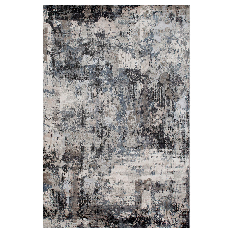 Abstract Area Rug in Gray, Rectangle 10' x 14'