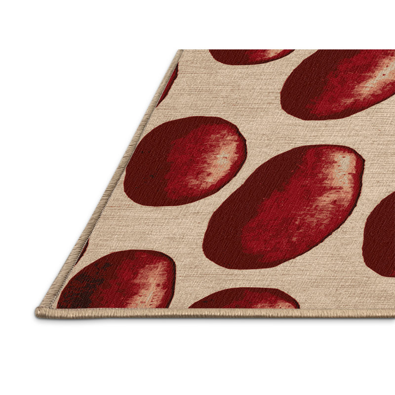  Tapis rouge lavable avec pommes de terre et légumes, Tapis de couloir 2 pi x 4 pi