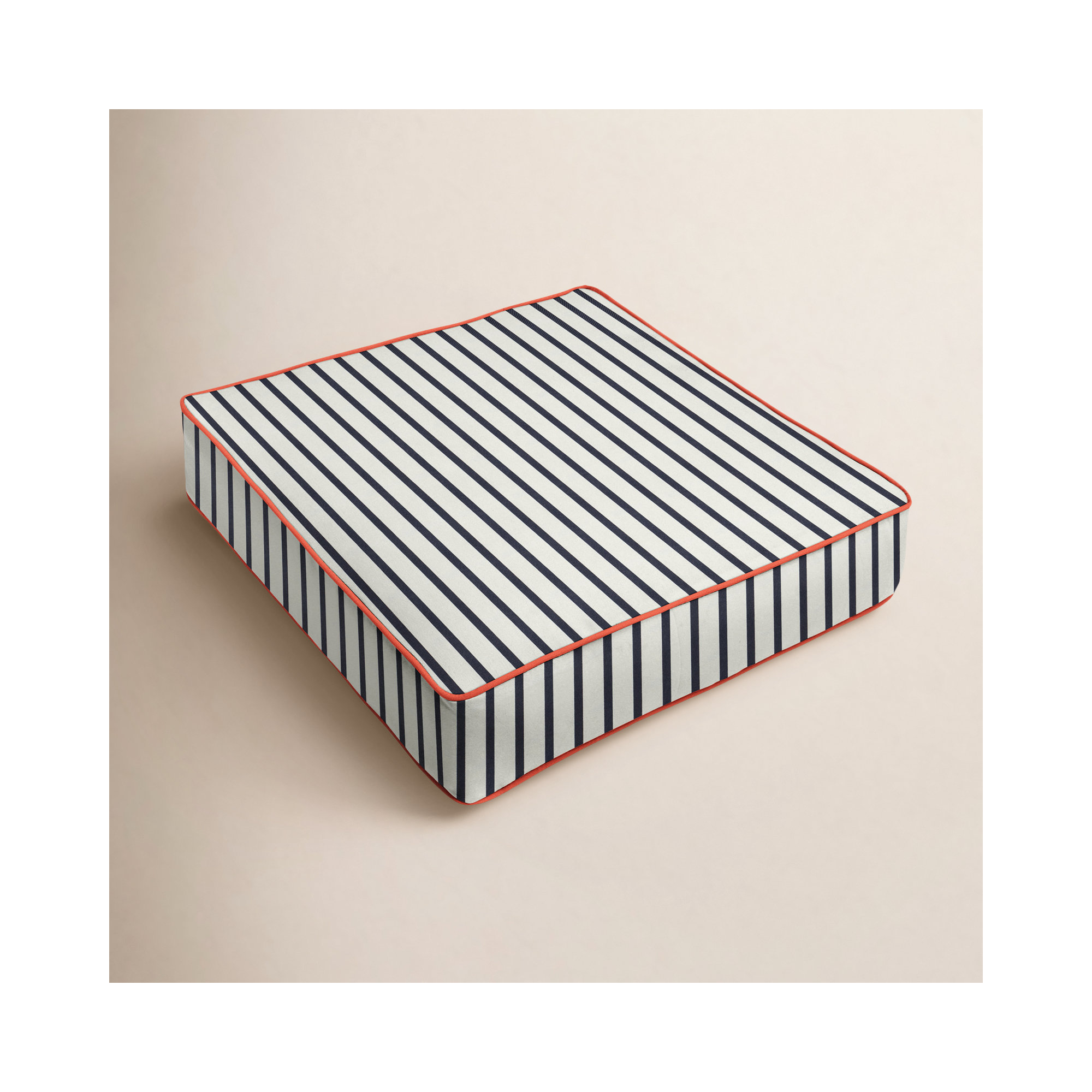 Sunbrella Striped Outdoor Cushion, 25" W x 25" D, Lido Indigo/Melon