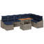 vidaXL Garden Dining Set with Cushion 9 pcs Grey and Navy-893574333
