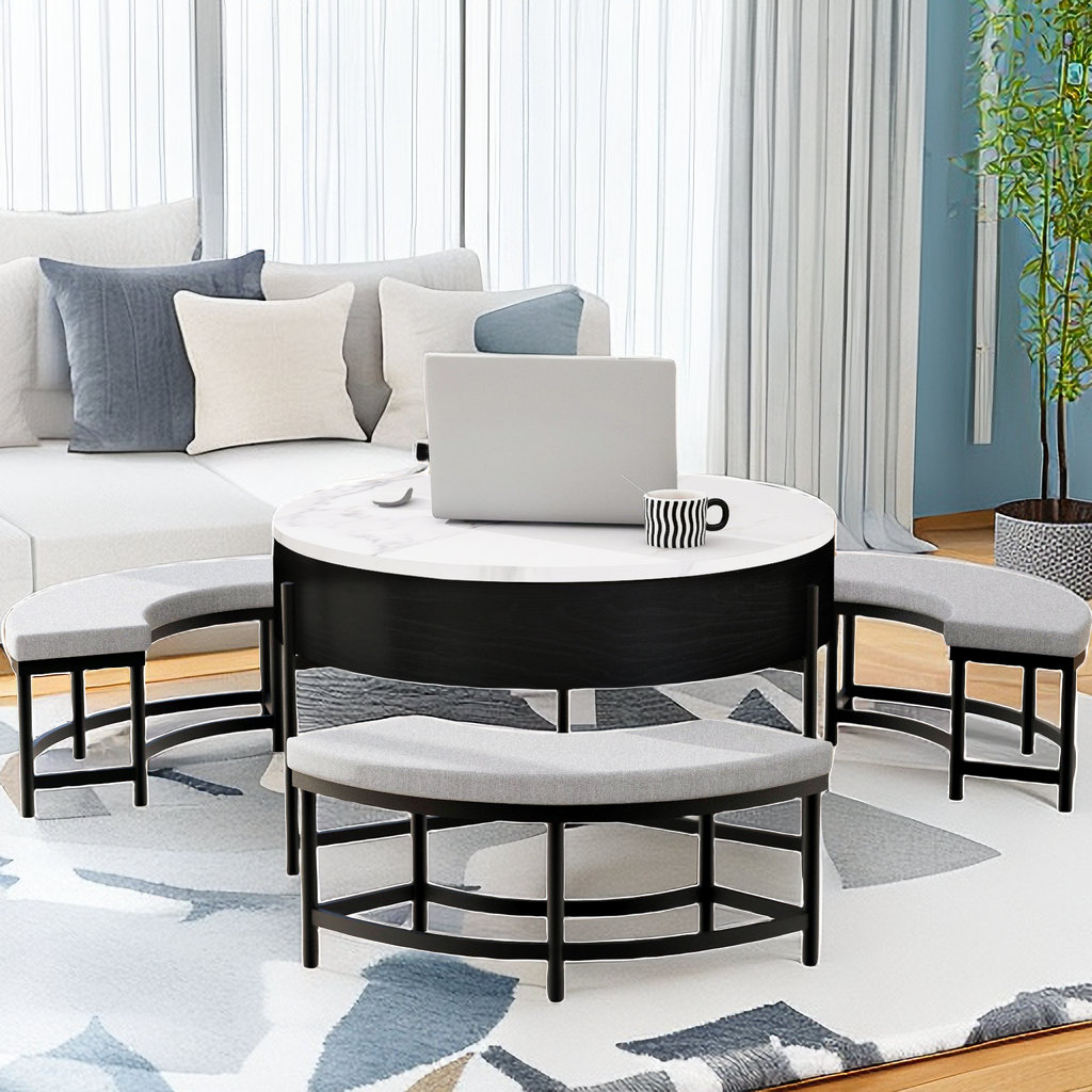 Orren Ellis Esiquiel Lift Top Coffee Table with Storage and Three ...