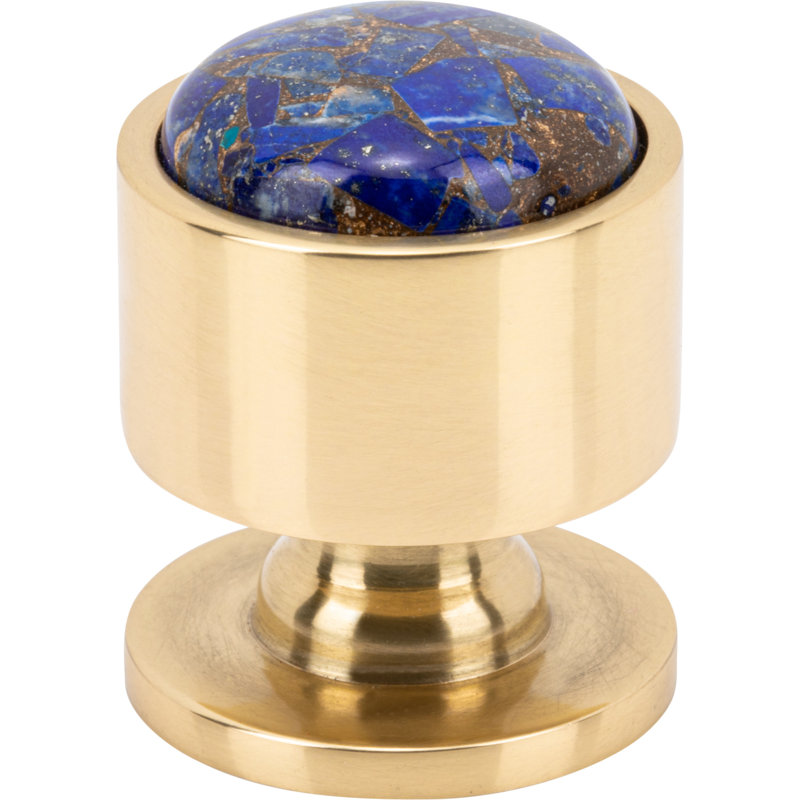 Firesky Diameter Knob, Polished Brass, Mohave Lapis, 1 1/8"