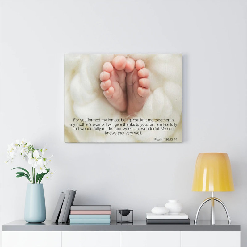 Fearfully And Wonderfully Made Psalm 139:13-14 - Wrapped Canvas Print, 30cm H x 41cm W