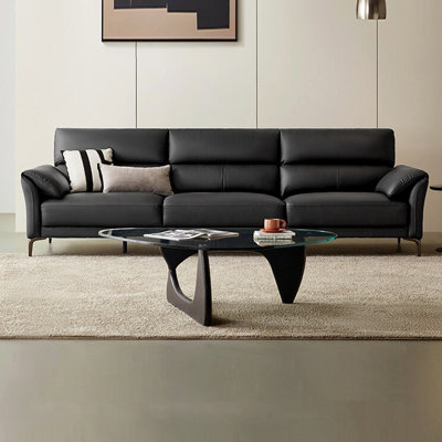 Black Genuine Leather Modular Sofa cushion Fourseat