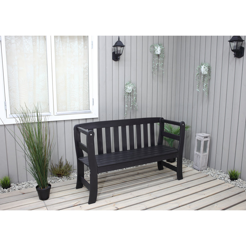 Clapen Solid Wood Pine Outdoor Bench, Dark Coffee
