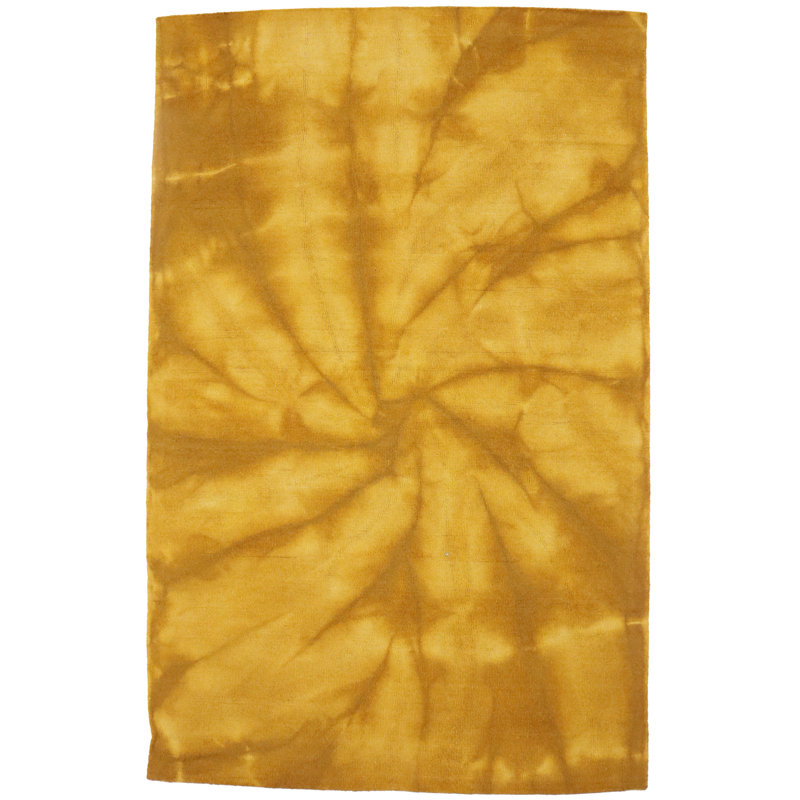 Rectangle Mabree Golden Yellow Tie-Dye 5X8 Hand-Tufted Modern Rug