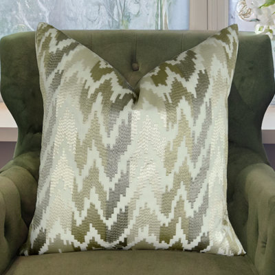 Thomas Collection® Beige Taupe Designer Embroidered Graphic Throw Pillow Assorted Sizes