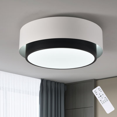 Jabran 1 - Light 15.74" White Round LED Dimmable Flush Mount with Remote