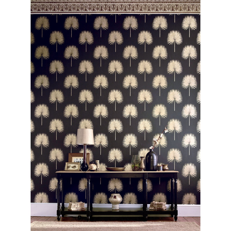 Fan Palm Wallpaper, Linen/Gilver