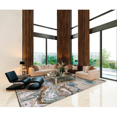 Angjelin Abstract Flat Weave Area Rug