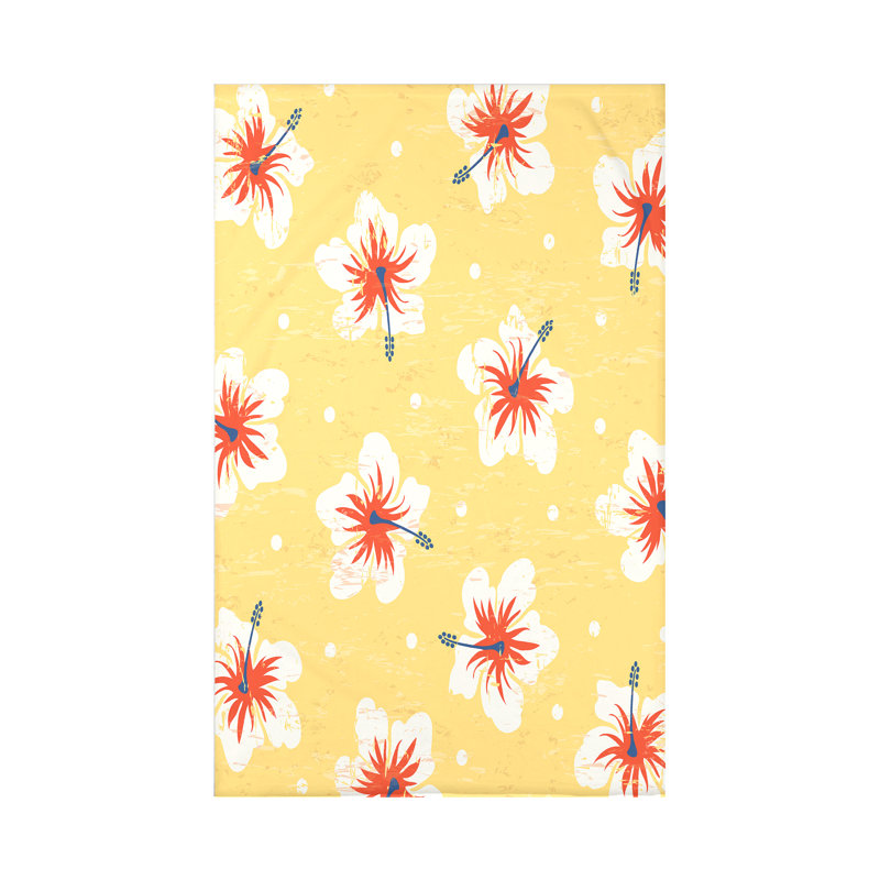 Jeté floral Hibiscus, L 60 po x l 50 po x P 0,5 po, Jaune