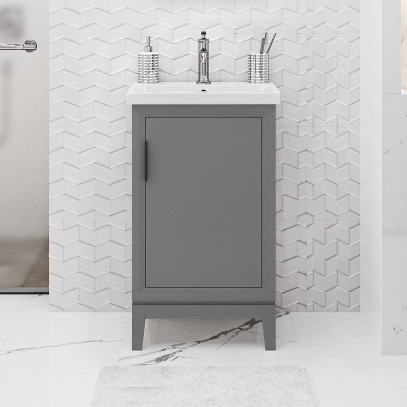 Ensemble de meuble-lavabo simple 21 po Finkbeiner, Gris cachemire, Noir mat