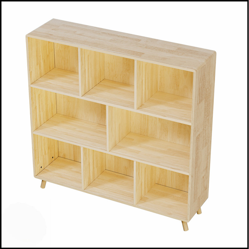 Pine Wood 8-Compartment Storage Cabinet, 44L X 44H Fixed Shelves Organizer For Books, Toys, And Home Décor, Modern Wooden Bookcase, Multi-Compartment Cabinet For Home/Office