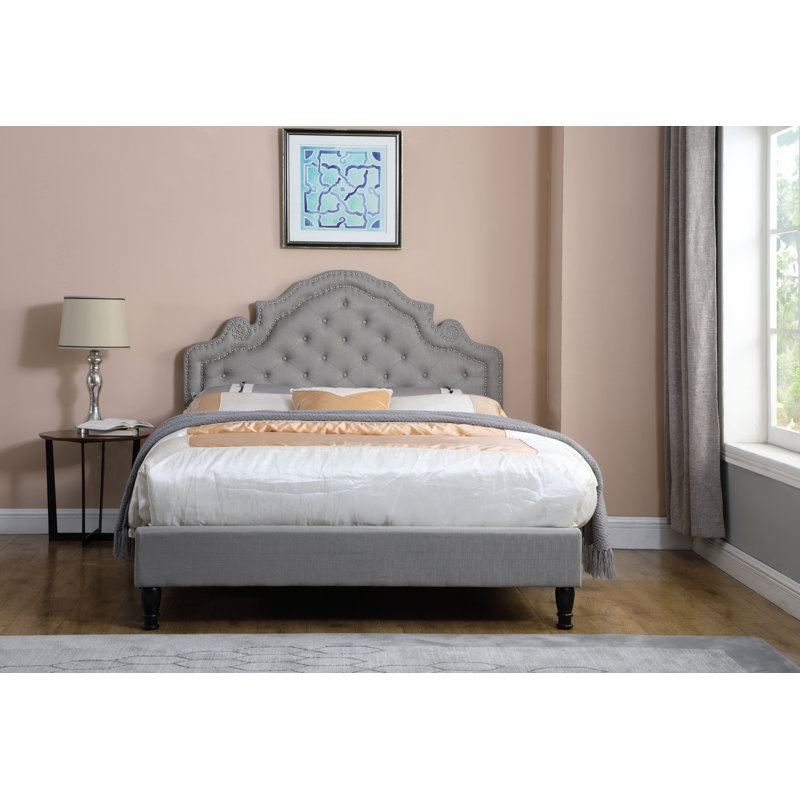 Annaline Upholstered Wingback Bed, Gray, King
