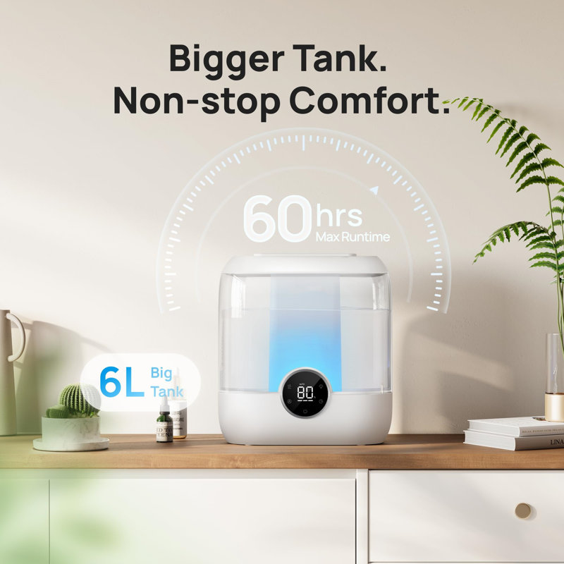 White Ultrasonic Cool Mist Humidifier with Digital Display