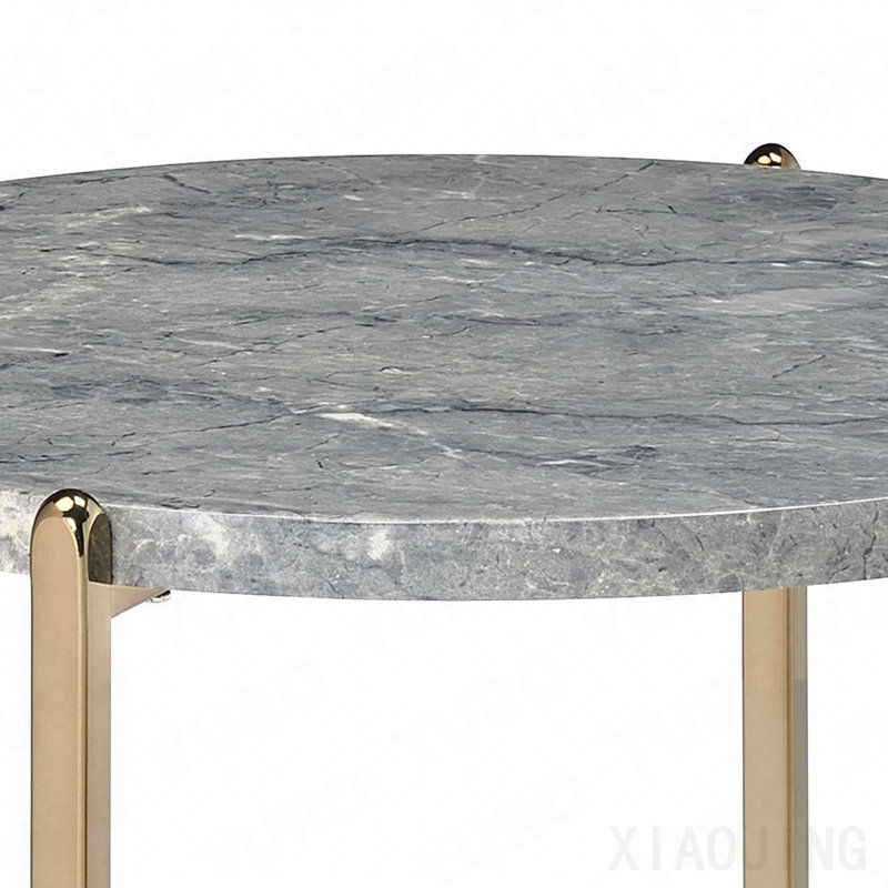 Table de bout ronde grise et champagne