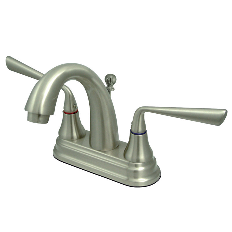 Robinet de salle de bain central à 4 poignées à fixation sur comptoir à 3 trous avec laiton escamotable Kingston